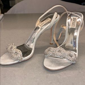 Badgley Mischka Silver Heels with Beadwork Accent